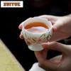 2pc/lot Hand-painted Peach Blossom Teacup Antique Tea Bowl Water Jug Tea-tasting Fragrance Cup Chazhan Master Cups Tea Set 70ml