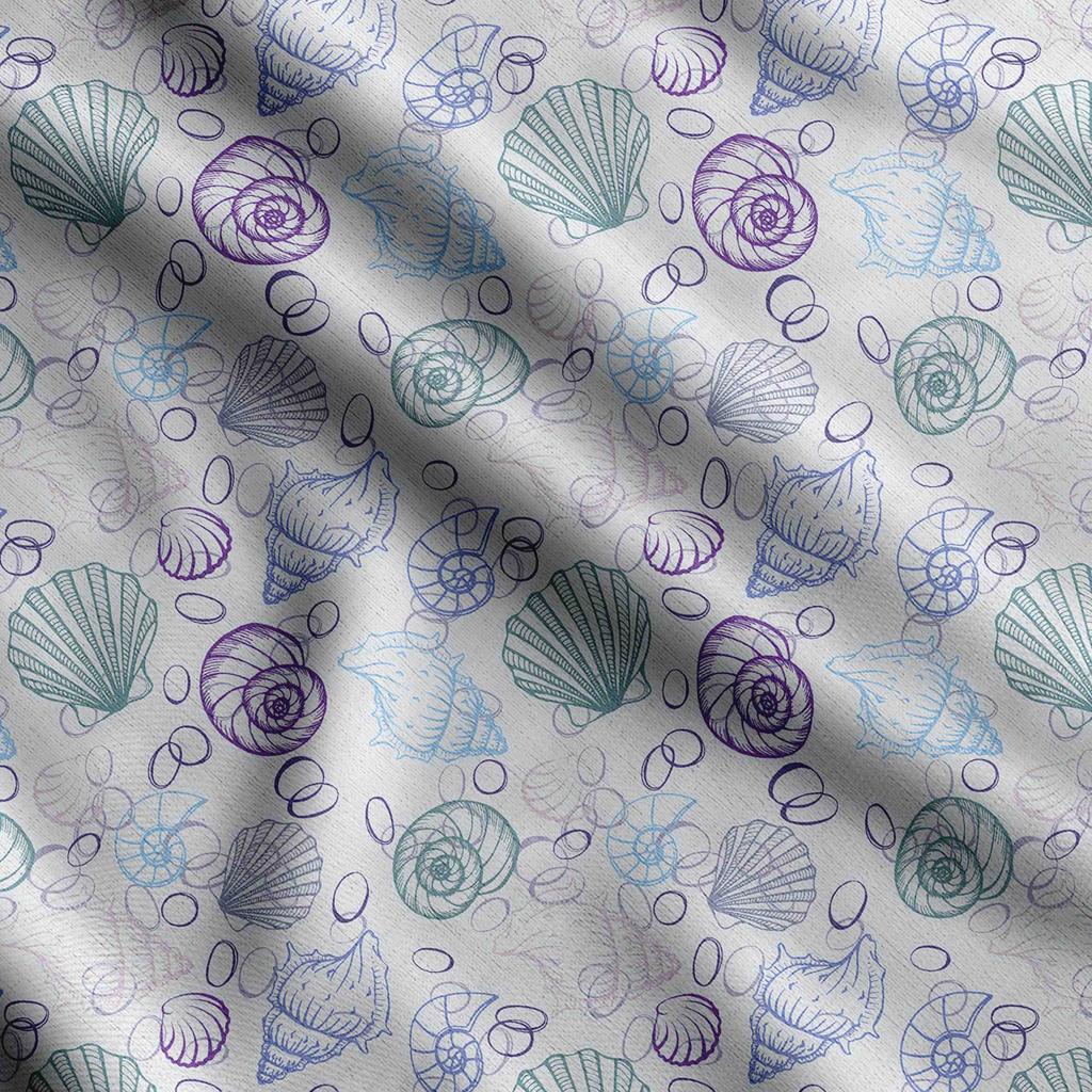 Soimoi Nadruk z muszli morskich, bawełniany kambryk, tkanina pikowana sprzedawana na jardy o szerokości 42 cali, średniej grubości tkanina bawełniana,