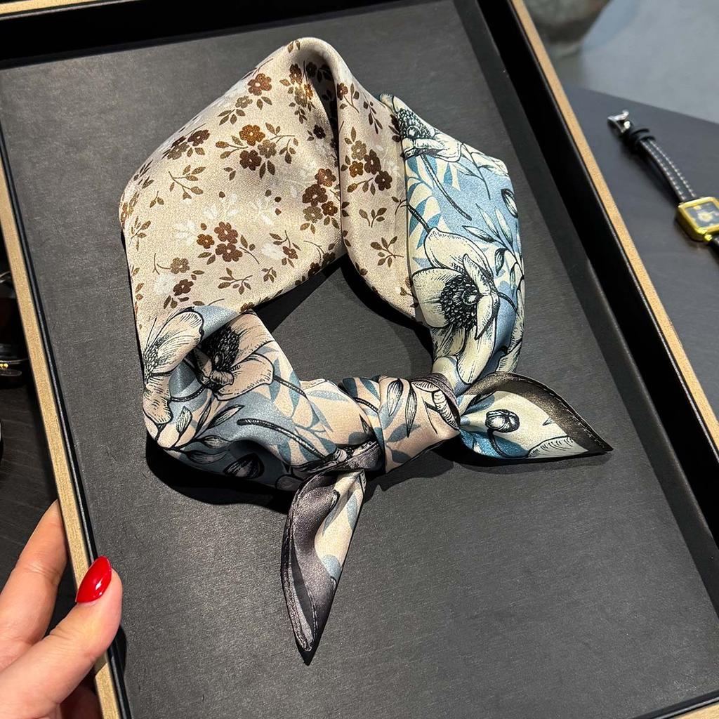 100% Pure Silk Scarf Women Neck Hair Foulard Square Headband Scarves Bandana Fashion Hijab Poncho Scarves Pashmina Luxury