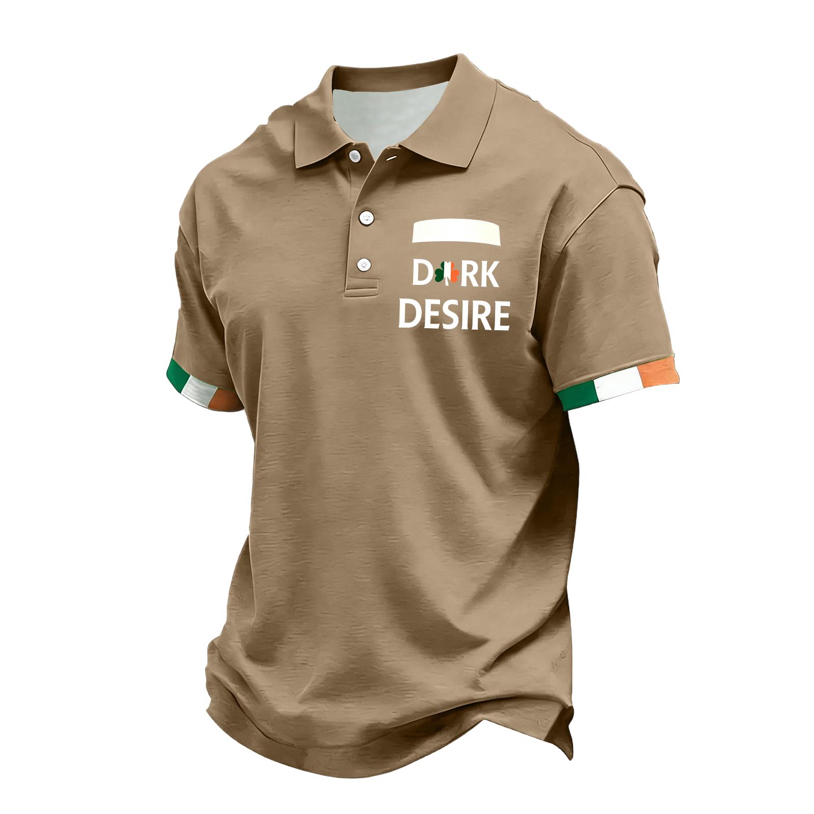 

Мужская повседневная рубашка с коротким рукавом, воротником-стойкой и декоративной пуговицей L хаки