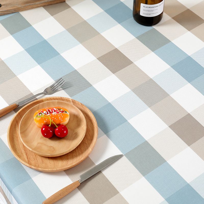 

Style Dining Tablecloth Fabric For Home Cotton Linen Square Waterproof Coffee Table Tablecloth Rectangular Accessible Luxury Classy Minimalist Blue color grid [2 Pack] 60*60 (small cover towel)