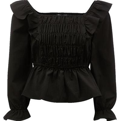 Sweet Elegant Square Neck Ruffle Trim T-Shirt