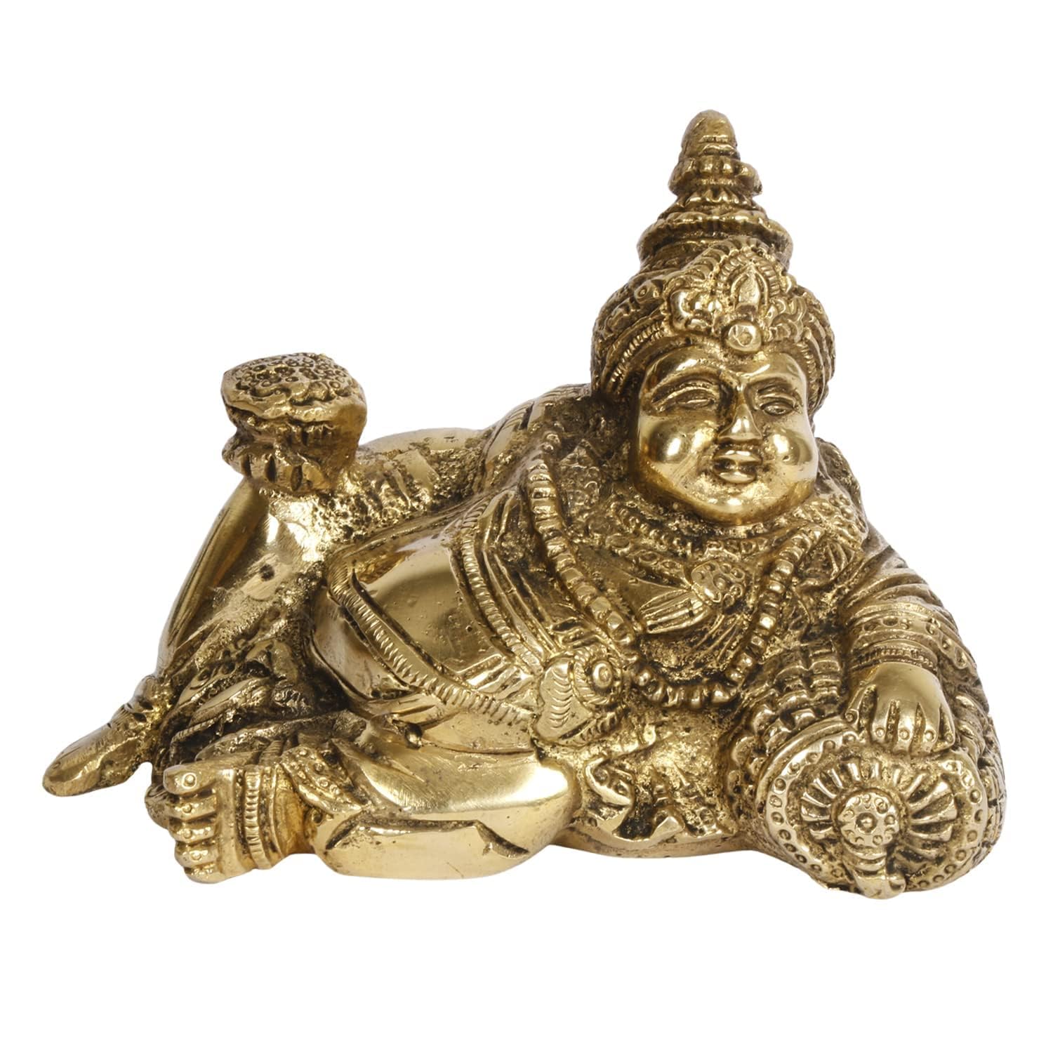 

Оригінальна латунна мурті Кубера Махараджа, Бог багатства, статуетка Кубери, золото - 4 дюйми