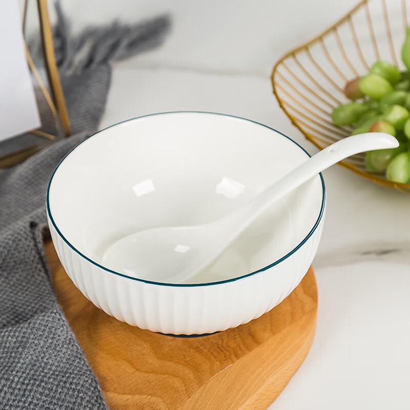 Jingdezhen Underglaze Ceramic Soup Bowl - Ink Cloud Design
