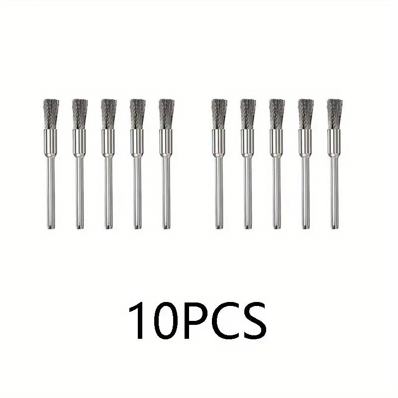 9/10pcs Steel Wire Brass Brush Rotary Tool Electric Dremel Drill Bit Polishing Grinding Wheel T-shaped Brush Accessories