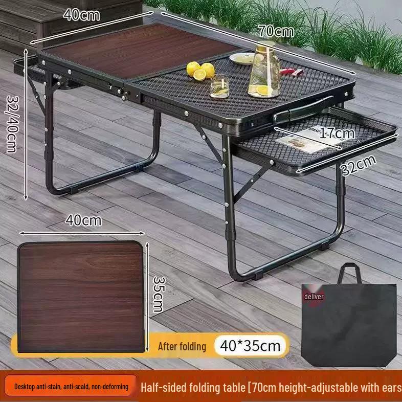 Multifunctional Outdoor Folding Aluminum Picnic Table with BBQ Mesh
