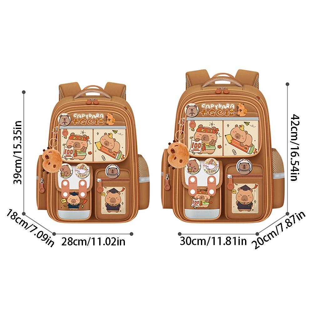 Oxford Cloth Cartoon Animal School Bag Multi-Compartments Capybara Student Bag Unisex