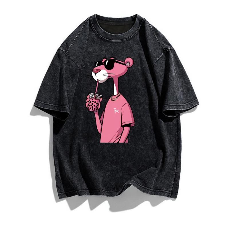 

Розовая футболка с дизайном кошки и бобы, женская, с аниме-принтом, свободного кроя, с круглым вырезом, текстурированная, в забавном стиле S