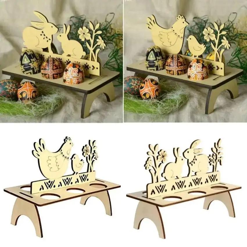 DIY Rabbit Chick Easter Egg Tray Wooden Cute Party Decoration Home Decoration House Decoration Creative