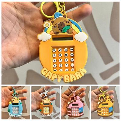 Silicone Kapybara Calculator New Stationery Cartoon Key Chain Kapybara Little Pufferfish Calculator