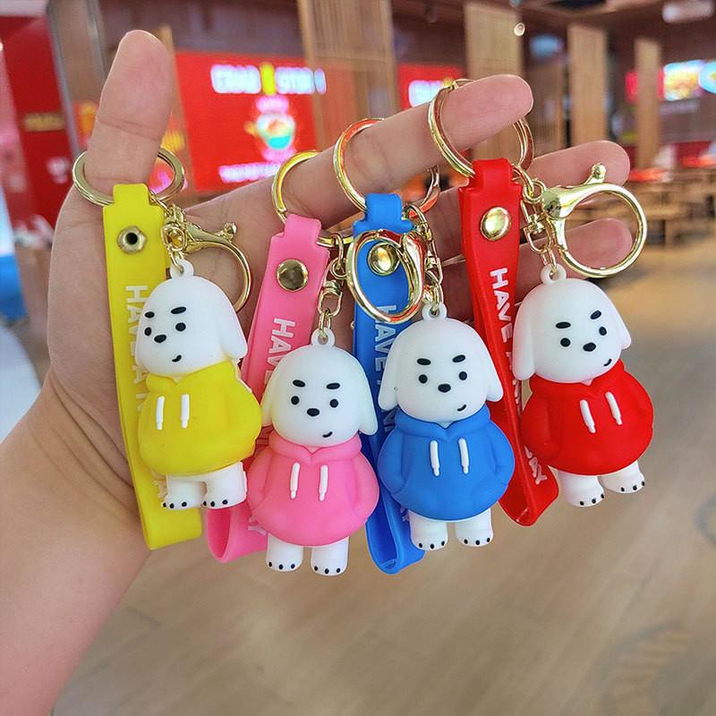 Adorable Hoodie Droopy-eared Dog Keychain Cute Car Key Ring Charming School Bag Accessory Wholesome Gift For Kids Friends