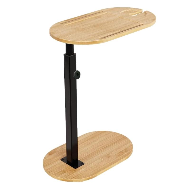 

Multifunctional Wood Bathtub Tray Organizers With 360° Swivels Design And Waterproof Surfaces Portable Tub Side Table