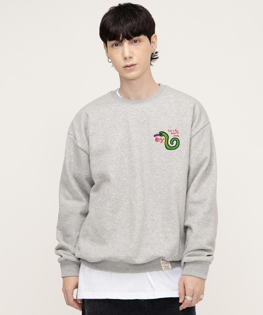 GRAVER [Unisex] Good Snake Sweatshirt_Gray