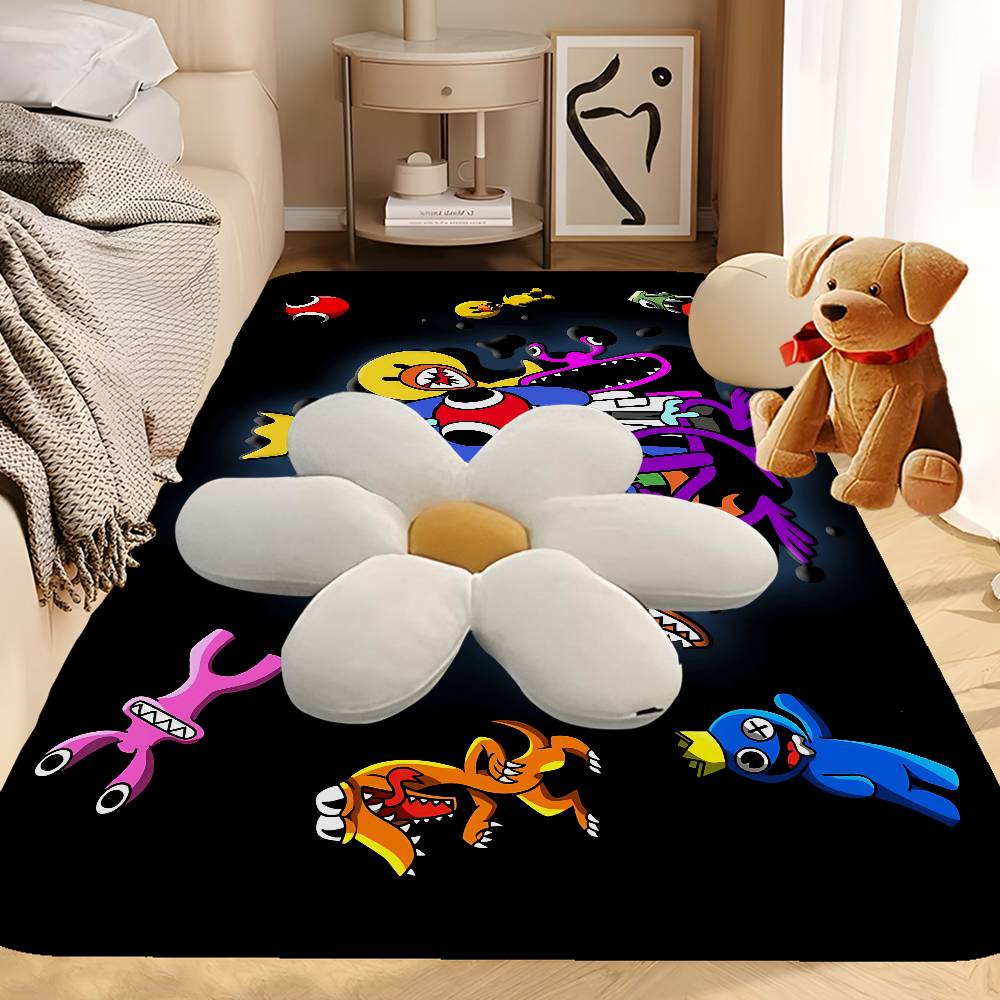 Game R-Rainbow Friends Cartoon Floor Mat INS Style Soft Bedroom Floor House Laundry Room Mat Anti-skid Household Carpets