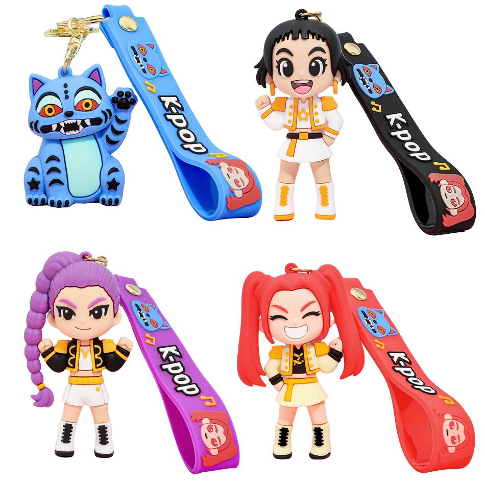 Kpop Devil Hunter Keychain, Tiger Character PVC Figure Keychain, Cute Harajuku Style Key Ring for Kids & Fans ChristmasGift