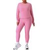 Plus Size Yoga & Running Set: Long Sleeve Top & Tight Pants for Women