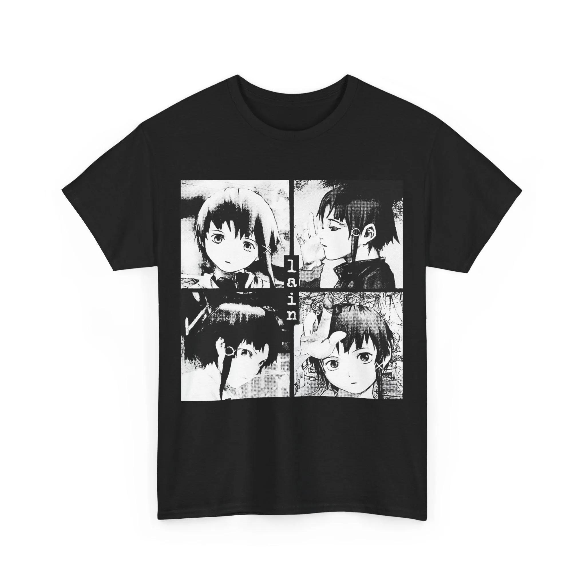 

Serial Experiments Lain Tshirt SciFi Anime Print Tshirt Men and Women Summer Pure Cotton Loose Fashion Short Sleeve Top 4XL