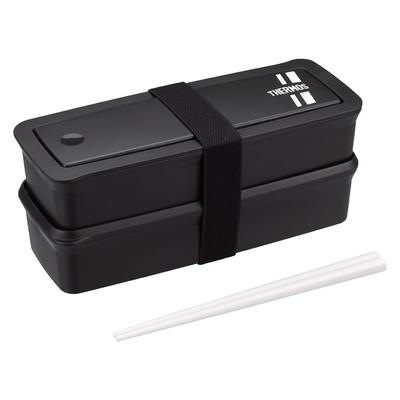 Thermos Matlåda Bento 2 Våningar Fräsch Matlåda med Pinnar 980ml Svart Silver DJS-981W BKSL