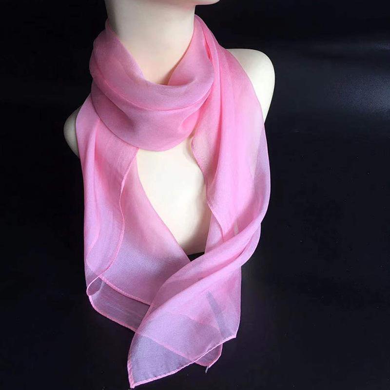 Square Color Solid Chiffon Korean Silk Scarf 70x70cm Summer Sunscreen Thin Transparent Gauze Neck Protection Womans Shawl P71