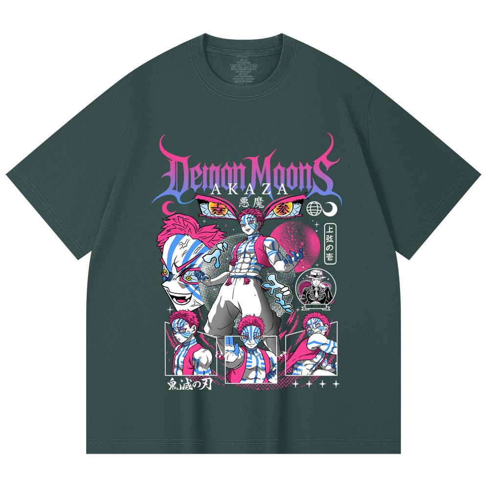 230 Gsm 100% Cotton Demon Slayer V31 Akaza Print Unisex Heavy Cotton T Shirt