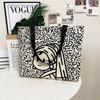New Kitten Handbag Canvas Bag Tote Bag Colorful Cat Print Tote Bag Women's Large Capacity Leather Handle Shopping Bag Casual Shoulder Bag