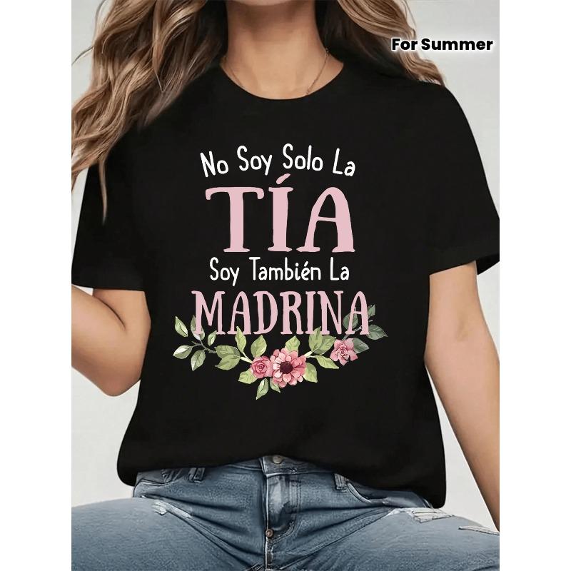 Женская испанская футболка с принтом «Крестная мать и семья» с круглым вырезом, коротким рукавом, летний, весенний, повседневный топ S чёрный
