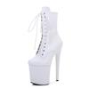 Fashion 20cm Popular Sexy Hate Sky High Boots Women's Bright Snake Pattern Thin Heeled Low Boots Super High Heeled Pole Dancing Shoes