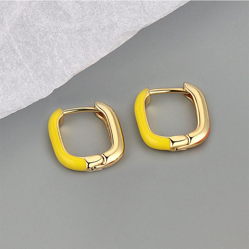 ANENJERY Geometric Square Colorful Oblong Hoop Earrings For Women Trendy Jewelry
