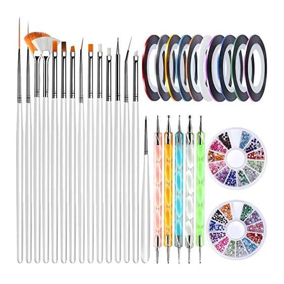 Nail Art Brush Set Nail Brush Nail Brush Gel Nail Brush Nail Art Tool 32 Piece Set Gel Nail Brush (White)