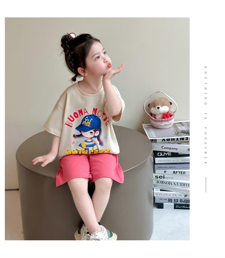 Girls' Summer Short Sleeved Set 2026 New Children's Summer Shorts Two Piece Set Baby Stylish Sportswear