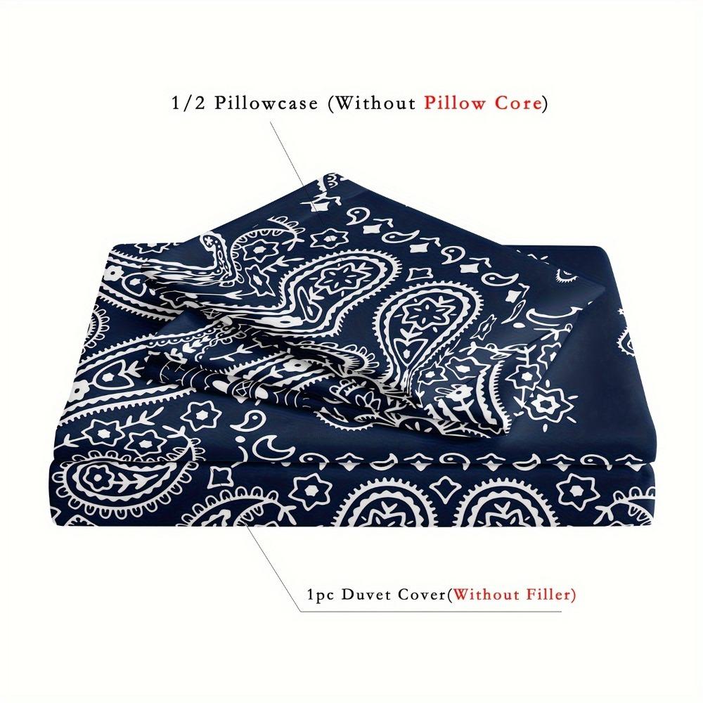 3pcs Bedding Set Dark Blue Pattern Print Cozy Duvet Cover Set King Queen Twin Single Size Birthday Gift Adult Bedroom Decoration