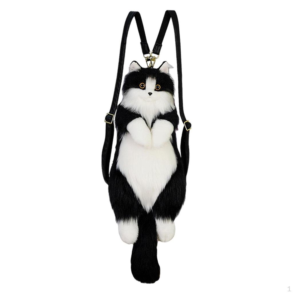 Plüsch Katzen Rucksack – Süßer Flauschiger Mini-Rucksack Als Accessoire Für Damen & Kinder (ca. 20x30x40 Cm)
