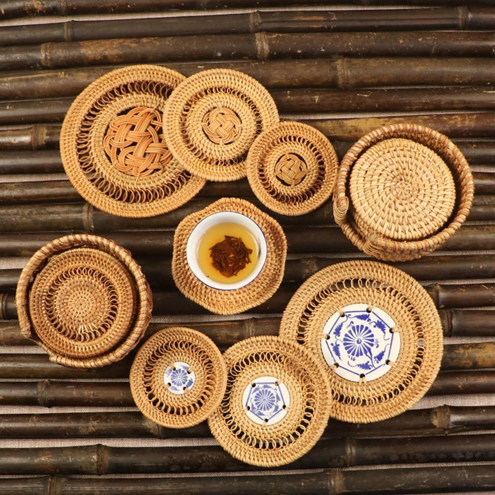 Dining Experience Insulation Pads Rattan Coasters Environmentally Friendly