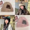 Expression Pattern Embroidery Knit Hat Women Autumn Winter Warm Thick Earmuff For Casual Outdoor Use