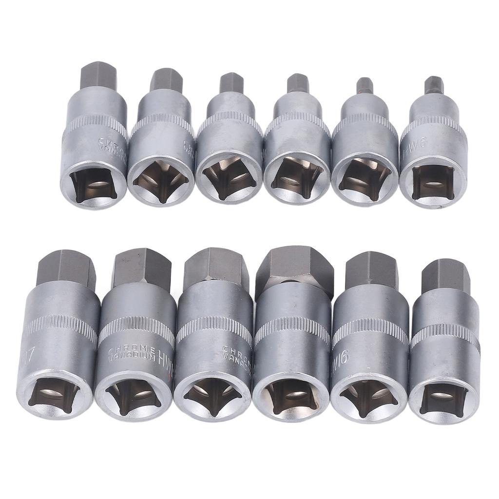 12PCS Drive Socket Set Steel High Hardness Wear Resistant 1 2in Drive Master Impact Socket Set for Auto Repair