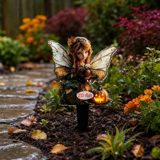 Halloween Fairy Garden Stake, 2D Acrylic Pumpkin House Sign Decoration, Holiday Party Fairy Garden Accessories for Outdoor Yard Lawn Pathway