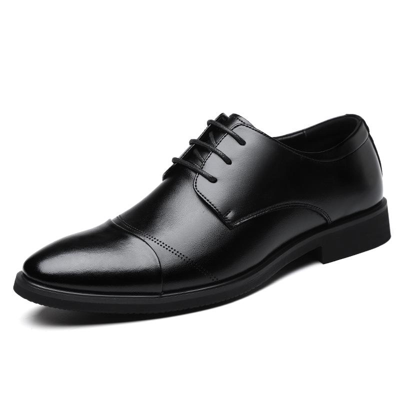 Low-top lace-up men's formal leather shoes men's inner height-increasing casual leather shoes with suit shoes 2025
