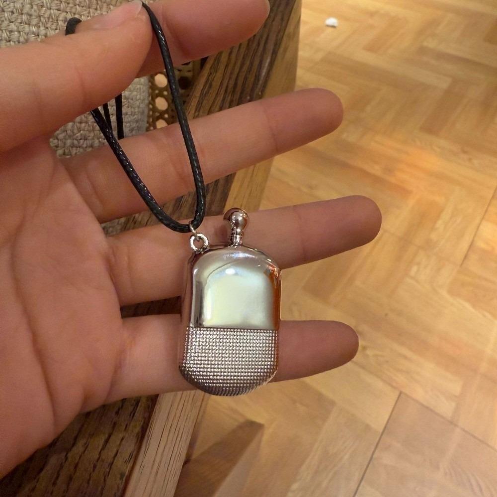 INS Minimalist Pendant Necklace Small Wine Pot Black Rope Sweater Chain Titanium Steel Long Adjustable Neck Chain