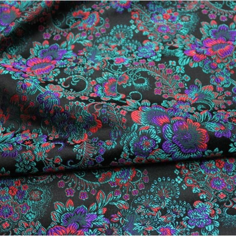 Wide 75cm Chinese Style Jacquard Brocade Spun Fabric Decorative Handcrafted Silk Antique Fabric DIY Cheongsam and Mongolian Robe