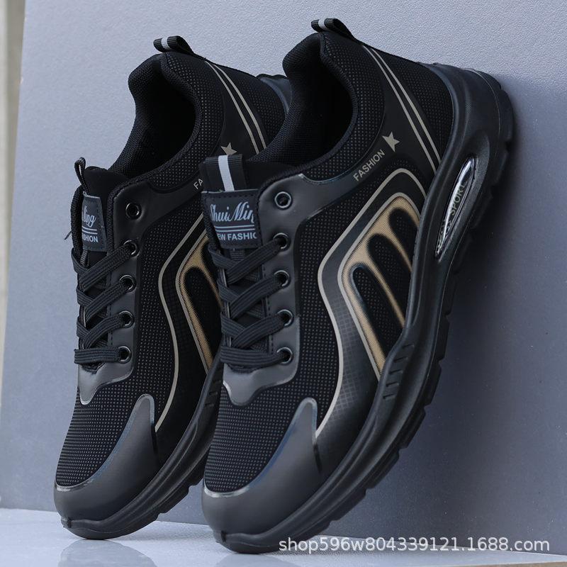 Shoes men's autumn new black leather waterproof shoes lightweight non-slip kitchen tooling shoes sports and leisure running shoes