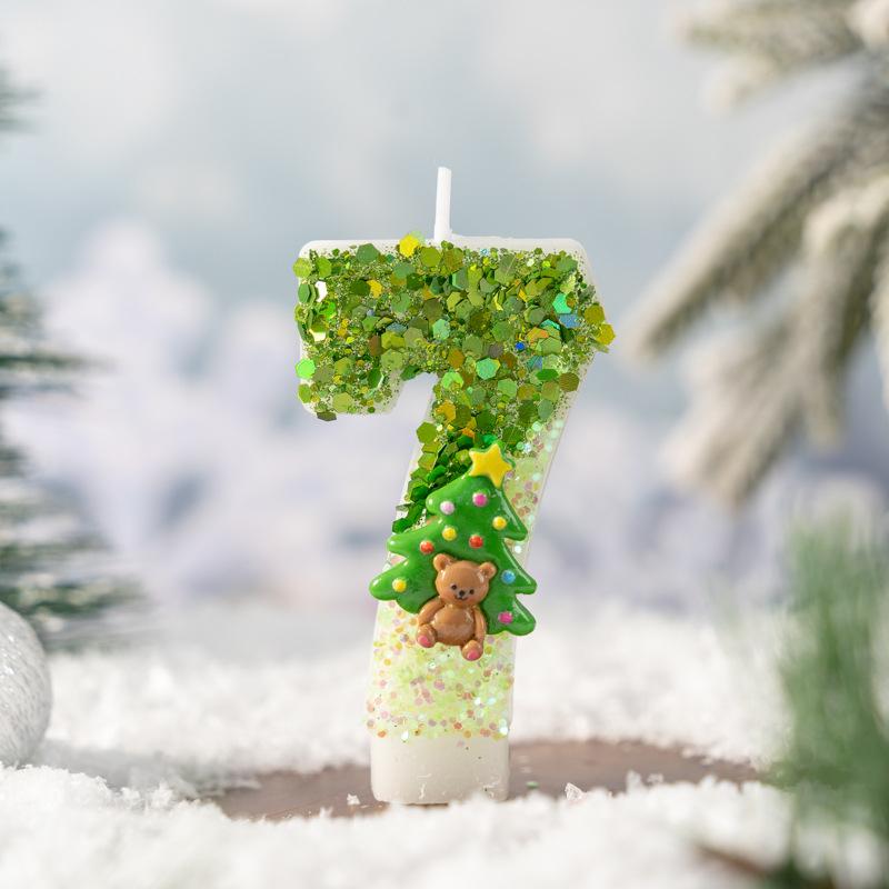 Christmas Tree Holiday Number Candle Innovation 0-9 Handmade Diy Decoration Crafts