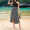 Popular Women's Skirts, European and American Summer Fashion Leopard Print Neck Irregular Split Dress