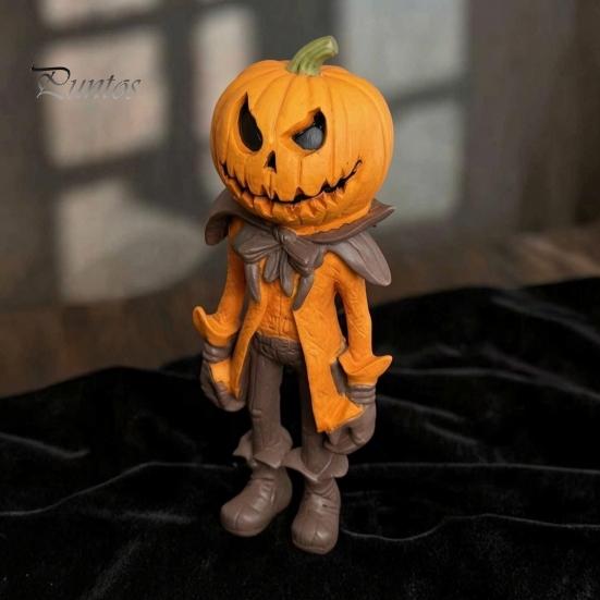 Dark Retro Style Gift Set Halloween Pumpkin Man Figurine, Resin Figure, Classic Ghost Atmosphere Room Decor Face Desktop Ornament for Home Tabletop