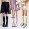 1 Girls' Bow Socks Spring/Summer Thin Velvet Stacked Socks Korean Version Lolita Baby Princess Calf Socks