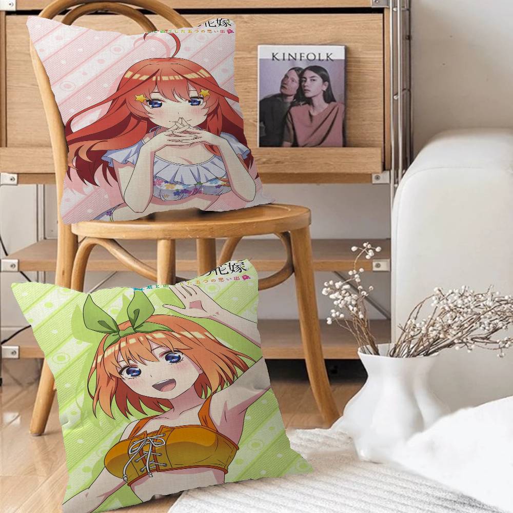 Funda de Cojín Anime Quintessential Quintuplets Almohada Decorativa Sofá Decoración del Hogar funda fundas de almohada