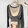 Women's Two-Tone Long-Sleeve Layered T-Shirt: 2026 Autumn/Winter Style, Versatile Inner or Outerwear