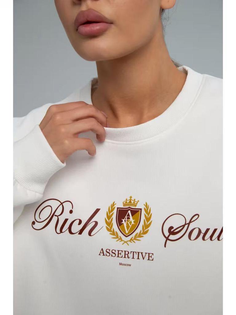 Retro Trendy European & American Style Thickened Round Neck Sweatshirt for Autumn/Winter