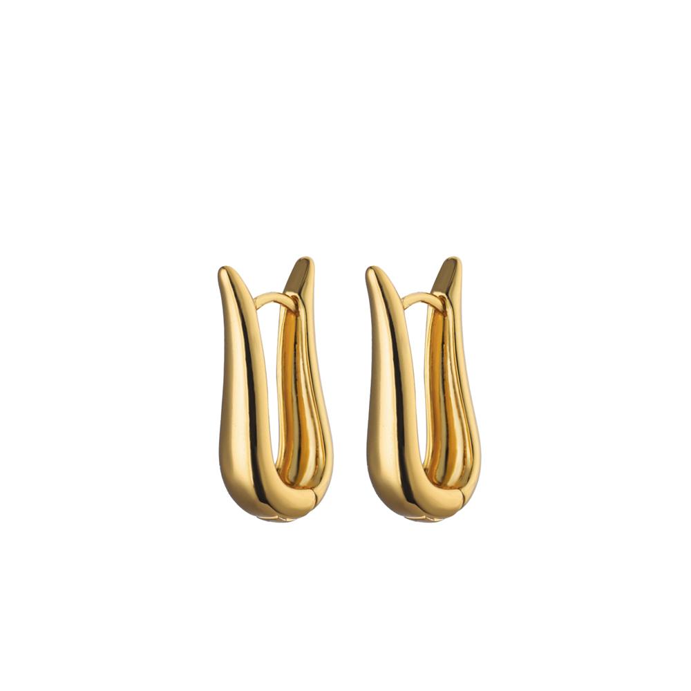 Chunky Geometric Hoop Earrings For Women Gold Color Stainless Steel U-Shape Earring Wedding Party Jewelry Christmas Gift