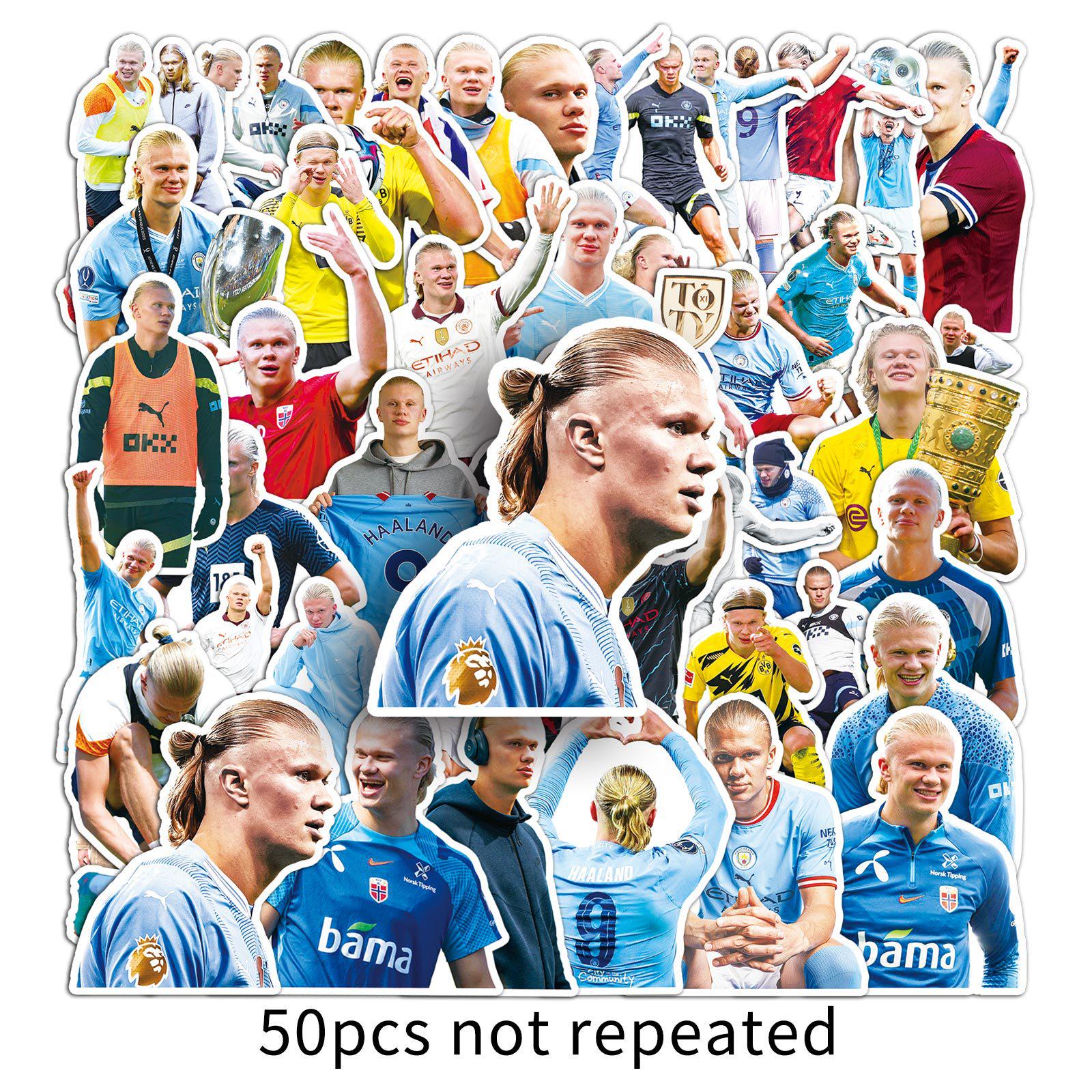 50 Haaland Graffiti Stickers - Sports Star Decor for Water Bottles, Luggage, and Phones