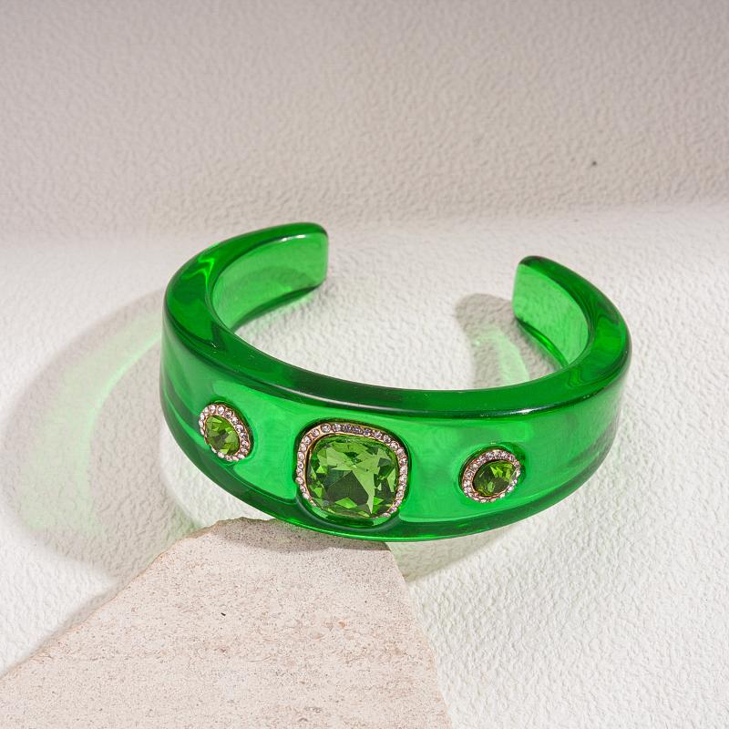 1Pcs Personalized Colorful Clear Cuff Bangle Jewelry Sweet Geometric C-Shaped Resin Open Bracelet For Women